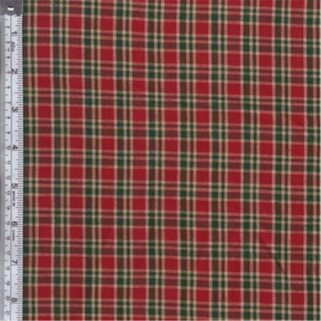 TEXTILE CREATIONS Rustic Woven Fabric, Plaid Red, Green And Natural, 15 yd. TE583819